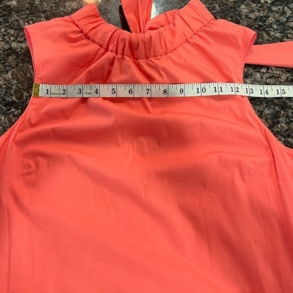 1901 Peach Medium Romantic Vibrant Feminine Halter Neck Sleeveless Shift Dress - Picture 8 of 9